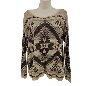 VTG Denim & Supply Ralph Lauren Sweater Women M Brown Aztec Western Heritage